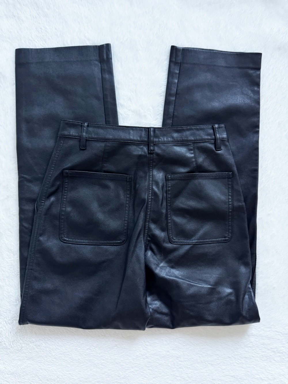 WILFRED FREE | Lucy High-Waisted UnReal Leather Utility Pants - Black - Picture 6 of 11